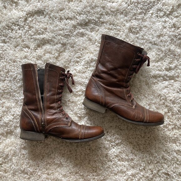 Steve Madden Troopa Combat Boots - Brown Size 10 - Picture 1 of 1